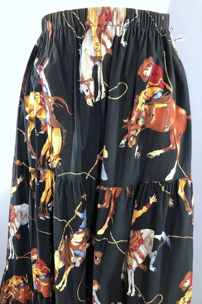 Vintage Rodeo Novelty Print Maxi Skirt