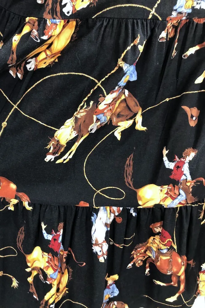 Vintage Rodeo Novelty Print Maxi Skirt