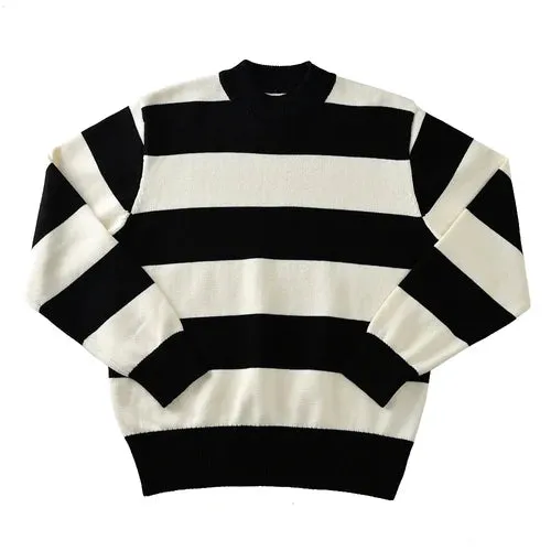 Vintage Striped Sweater for Men - Thick Cotton - Moto & Biker Style