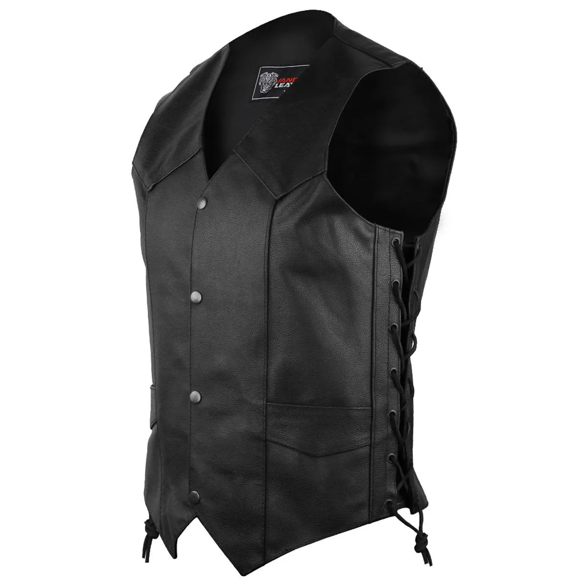 VL902S Vance Leather Men's Basic Leather Lace-Side Vest