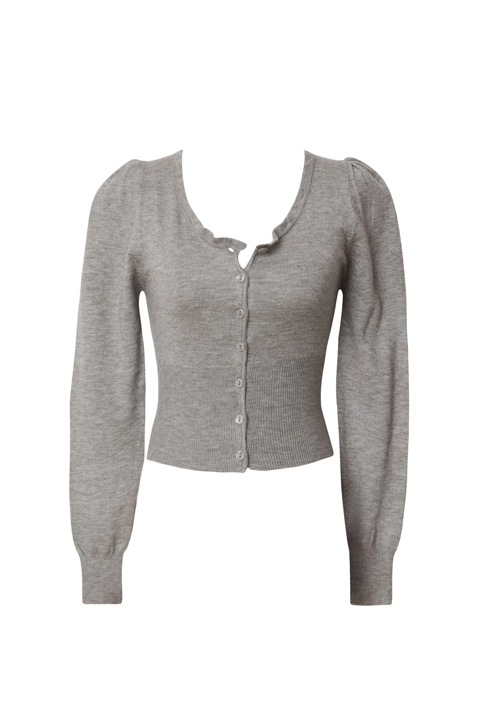 Wanda Heather Grey Ribbed Buttoned Cardigan