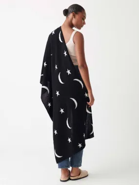 White   Warren - Cashmere New Moon Intarsia Scarf in Black/Soft White