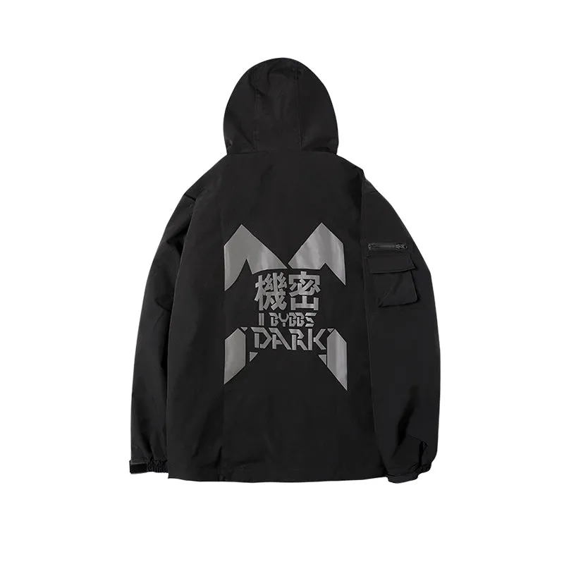 WLS Turtleneck Hooded Streetwear Multipocket Techwear Windbreaker