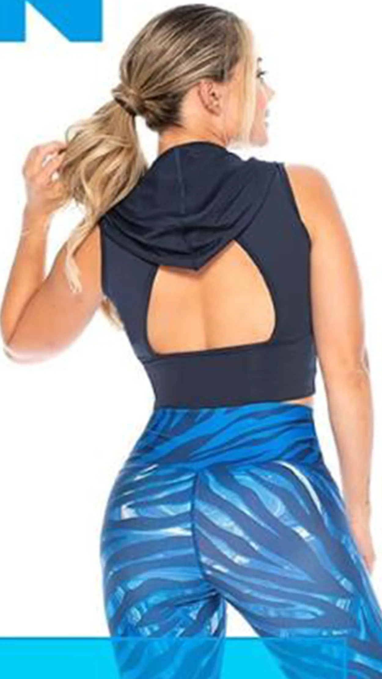 Women Workout Open Back Crop Top - A