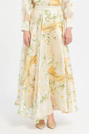 Women Yellow Printed Gathered Skirt