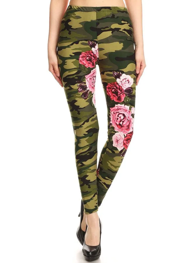 Women's  Green Camouflage Leggings