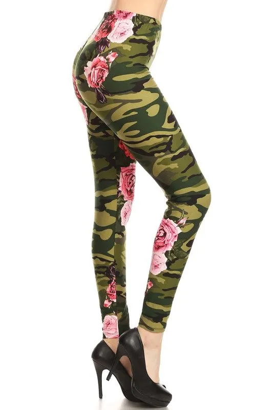 Women's  Green Camouflage Leggings