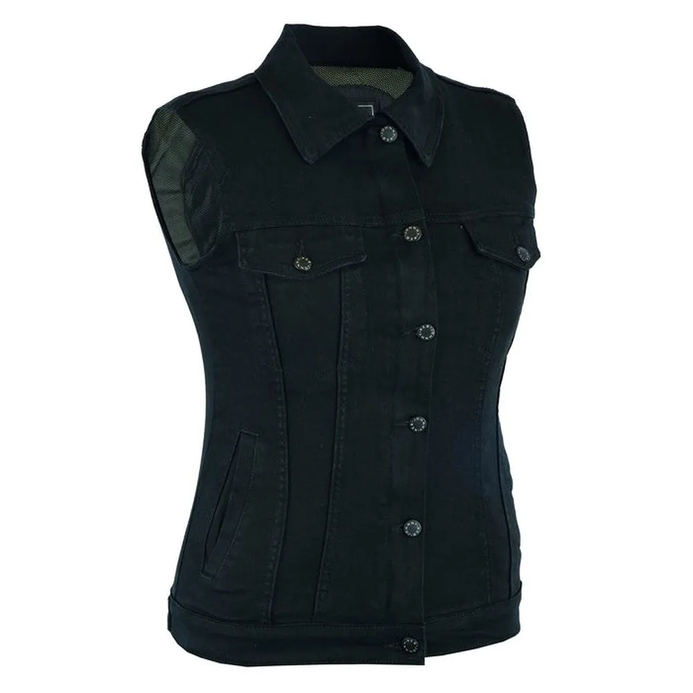 Womens's Biker Denim Vest- Protective Lining -JRV10029