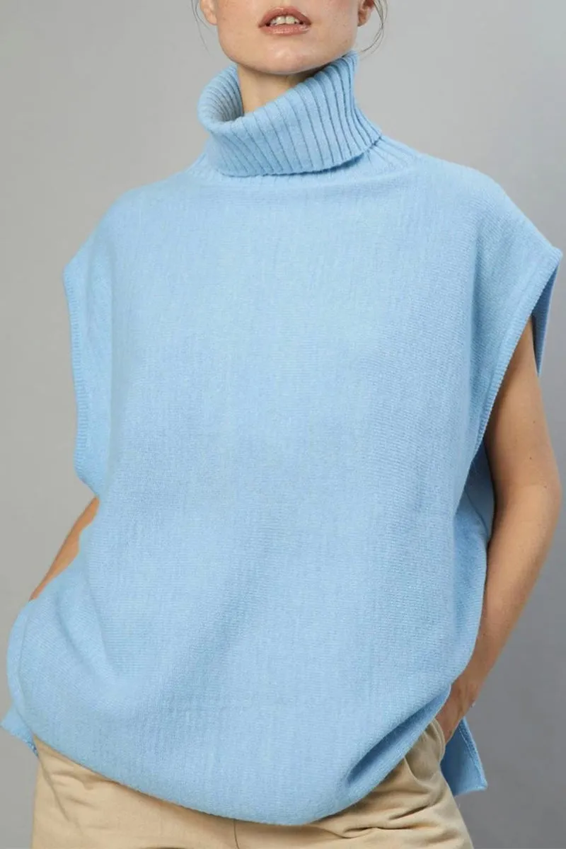 Work British Style Solid Patchwork Turtleneck Tops