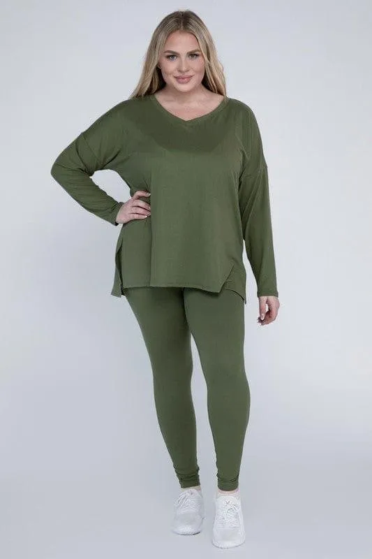 Zenana Plus Size Buttery Soft Loungewear Set