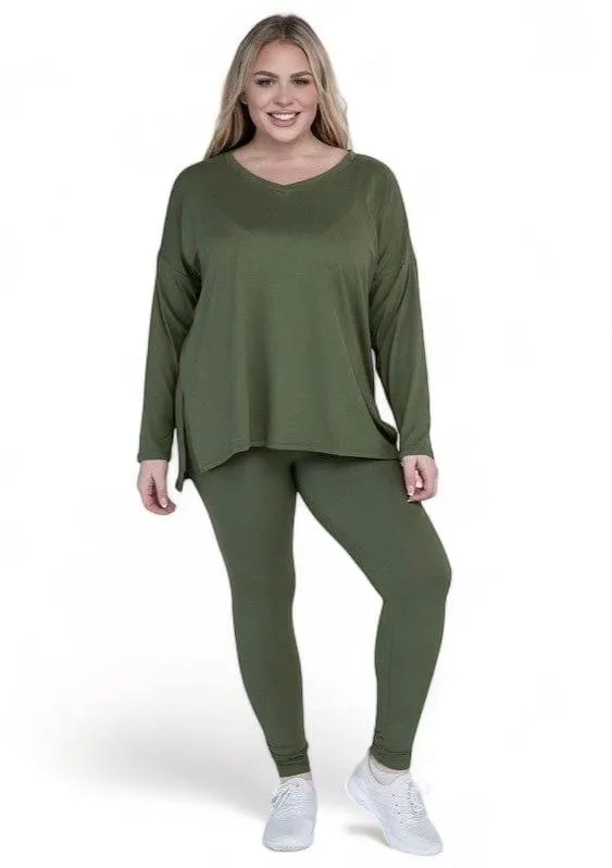 Zenana Plus Size Buttery Soft Loungewear Set